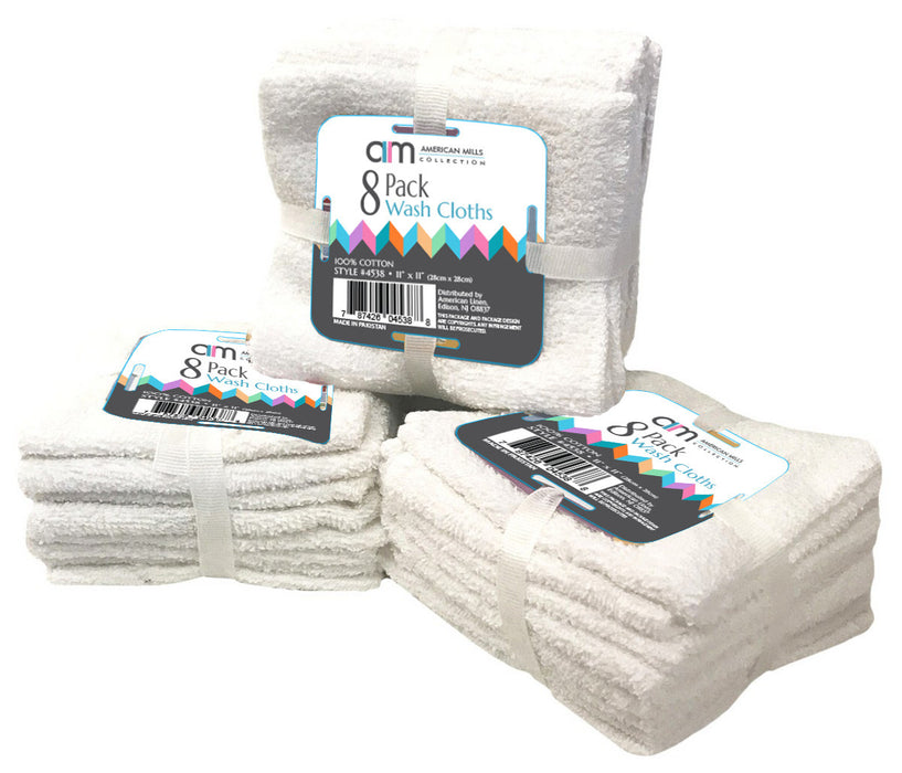 6 Pack! White Wash Cloths