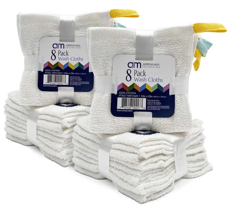 8PK. Wash Cloths Extra Heavy White