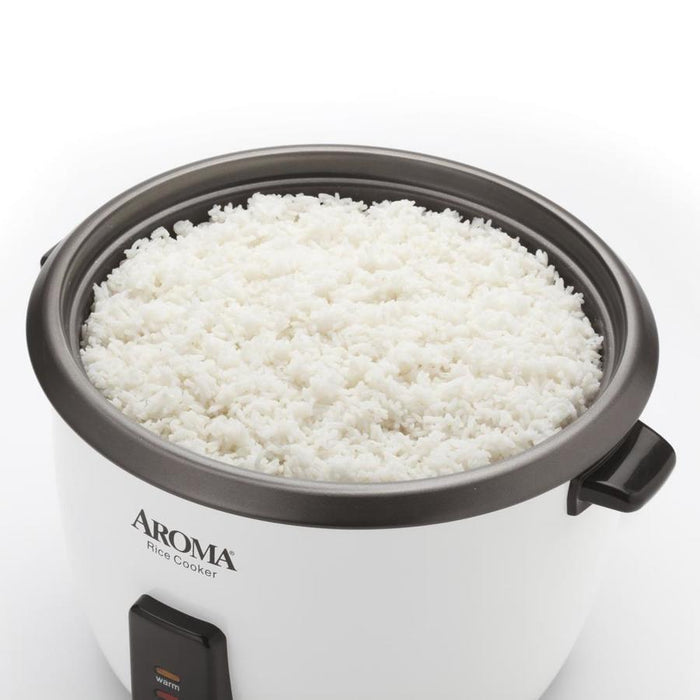 Aroma 6-Cup (Cooked) Pot Style Rice Cooker and Food Steamer, White