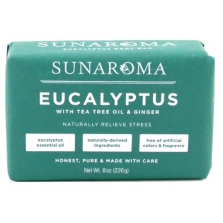 Sunaroma Soap Bar Eucalyptus With Tea Tree Oil and Ginger 8 Ounce