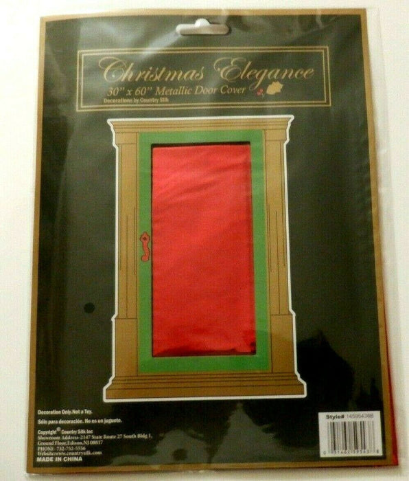 Red Christmas Themed Metallic Foil Door Cover Decoration Panel 30" X 60"