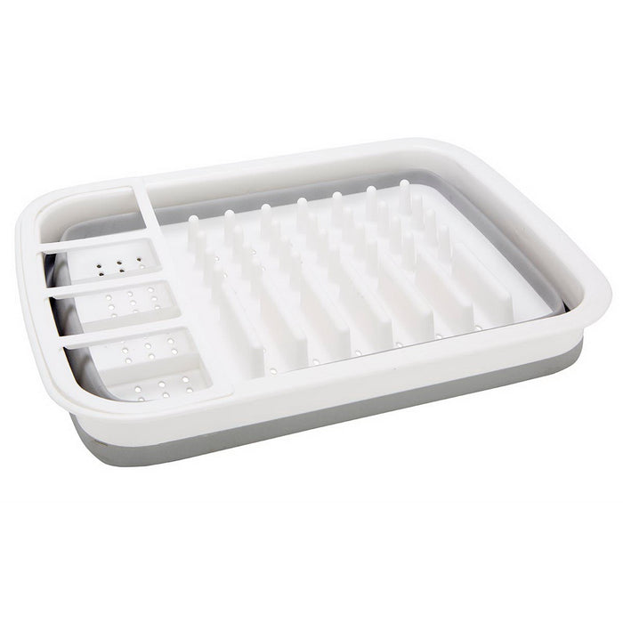 Kitchen Details Collapsible Dishrack With TPR Bottom - White & Grey