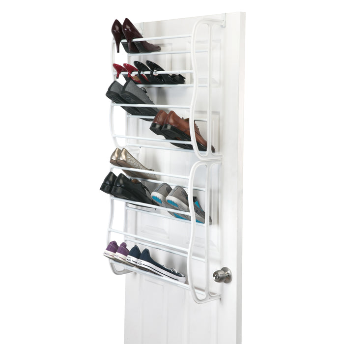 Simplify 36-Pair Over-The-Door Shoe Rack - White
