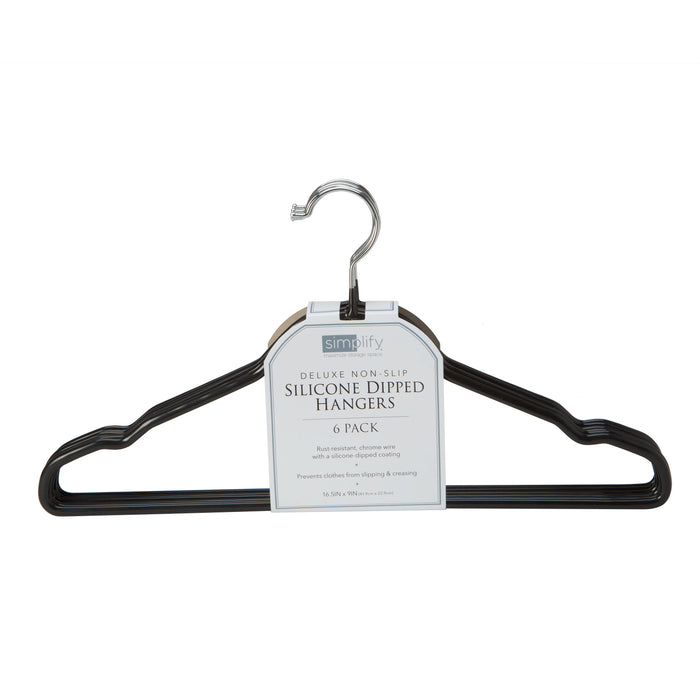 Simplify 6pk Flat Wire Non Slip Hanger-Black