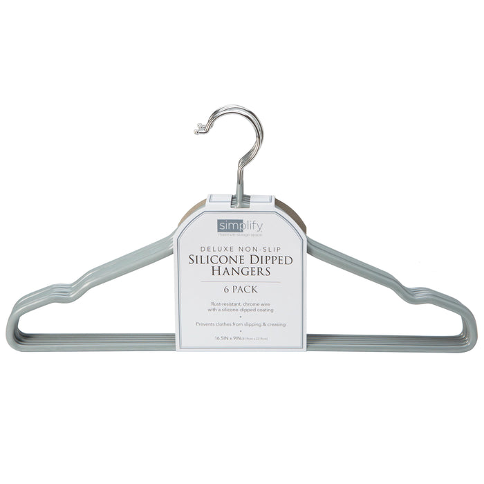 Simplify 6pk Flat Wire Non Slip Hanger-Gray