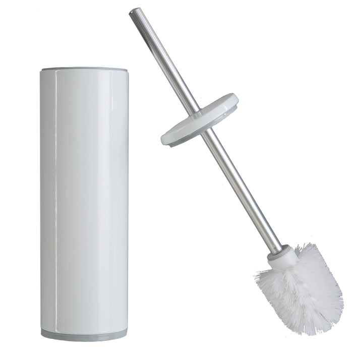 Bath Bliss Deluxe Stainless Steel Toilet Brush With Fully Removable Liner - White