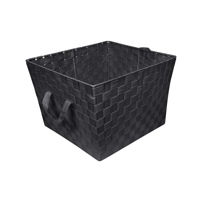 Simplify Large 15" Woven Strap Storage Bin-Black