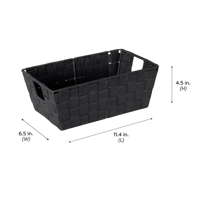 Simplify Small 6.5" Woven Strap Storage Bin-Black