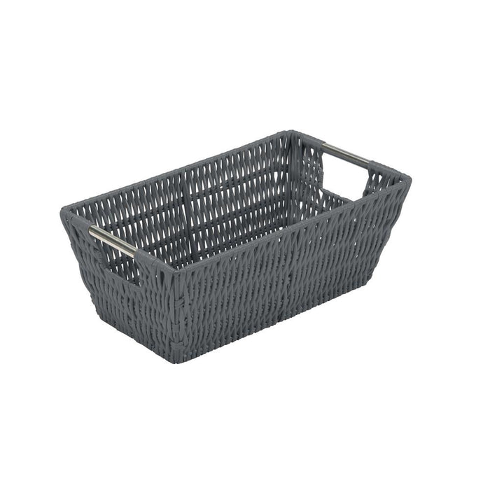 Simplify Small Shelf Storage Rattan Tote Basket - Charcoal