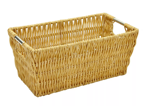 Simplify Small Shelf Rattan Tote Storage Basket in Charcoal