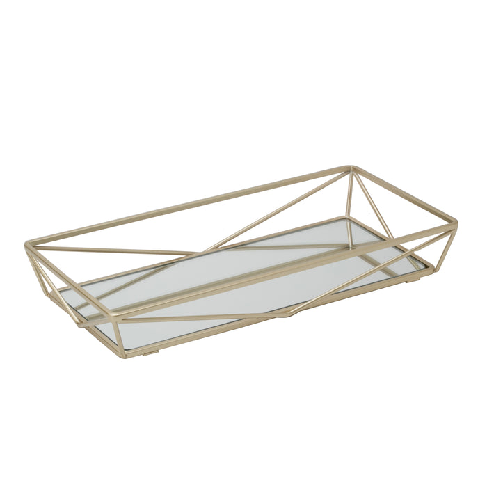 Home Details Geometric Mirrored Vanity Tray-Gold
