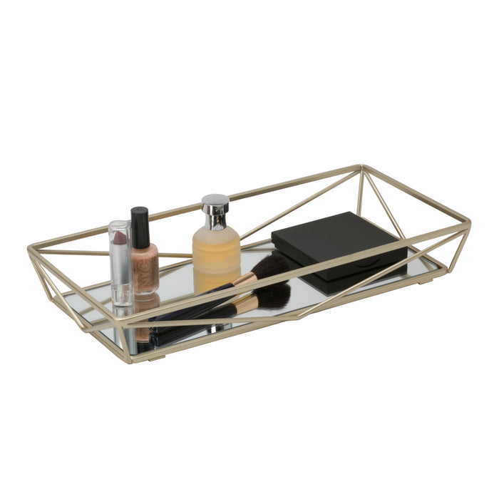 Home Details Geometric Mirrored Vanity Tray-Gold