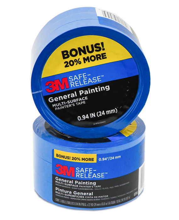 3M Safe-Release 3pk General Painting Blue Tape