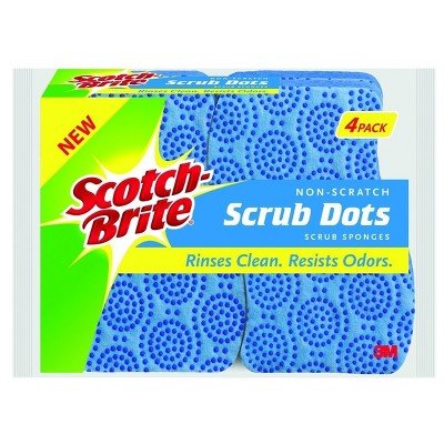 Scotch-Brite 4pk Scrub Dots Non-Scratch Scrub Blue Sponges