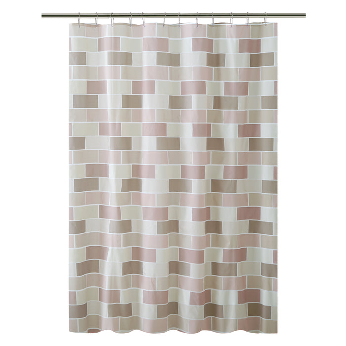 Bath Bliss Shower Curtain Tile Design-Beige