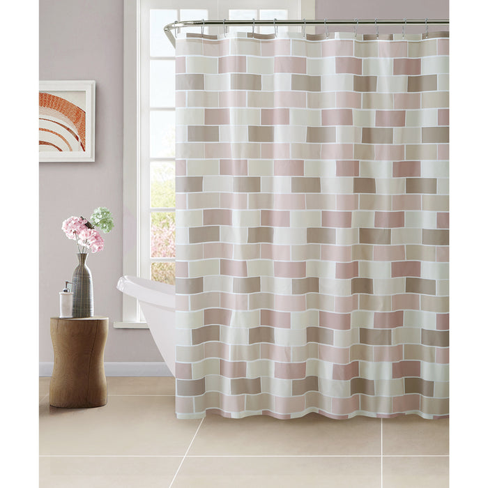 Bath Bliss Shower Curtain Tile Design-Beige