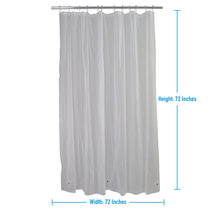 Bath Bliss Premium Splash Guard Shower Curtain Liner, Frost
