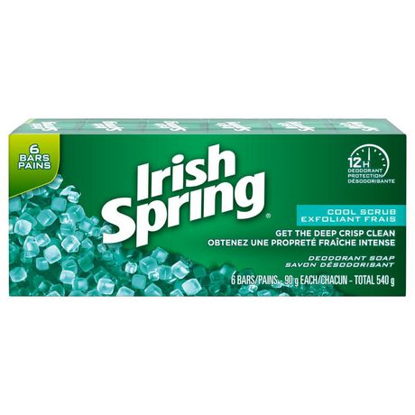 Irish Spring Cool Scrub Deodorant Bar Soap - 6 Pack 90 Grams