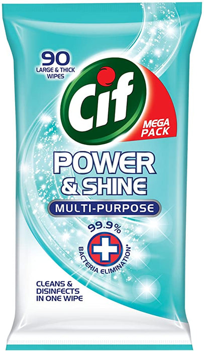 Cif Power & Shine Multi-Purpose Antibacterial Wipes 90 Count - Ocean Fresh