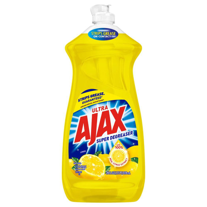 Ajax Super Desgreaser Dish Soap, Lemon, 28 Oz