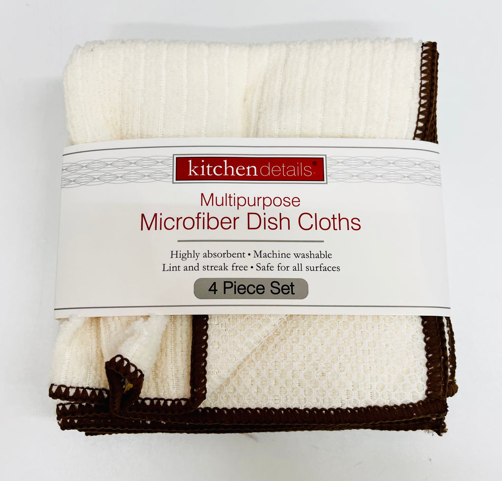 Kitchen Details 4pk Multipurpose Microfiber Dish Cloths Beige/Brown