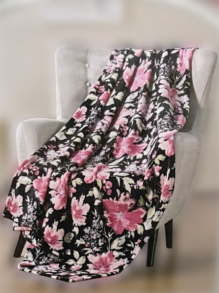 Floral plush throw blanket sale