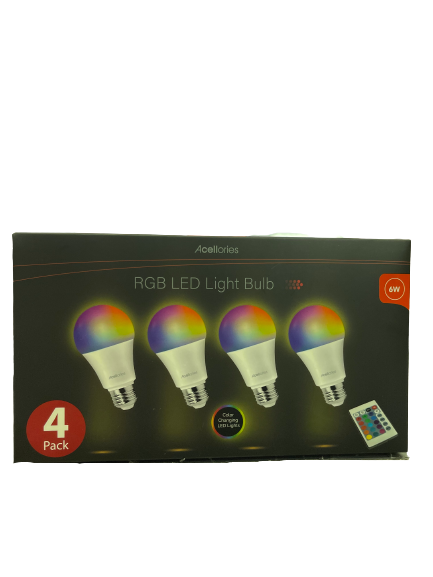 Acellories RGB 4pk LED 6W Light Bulb