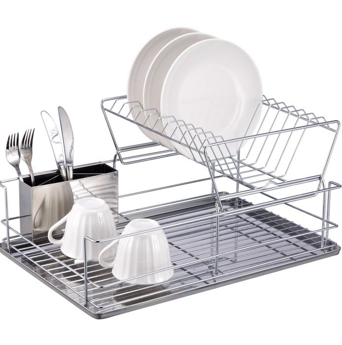 Chrome Dish Rack with Removable Drainboard