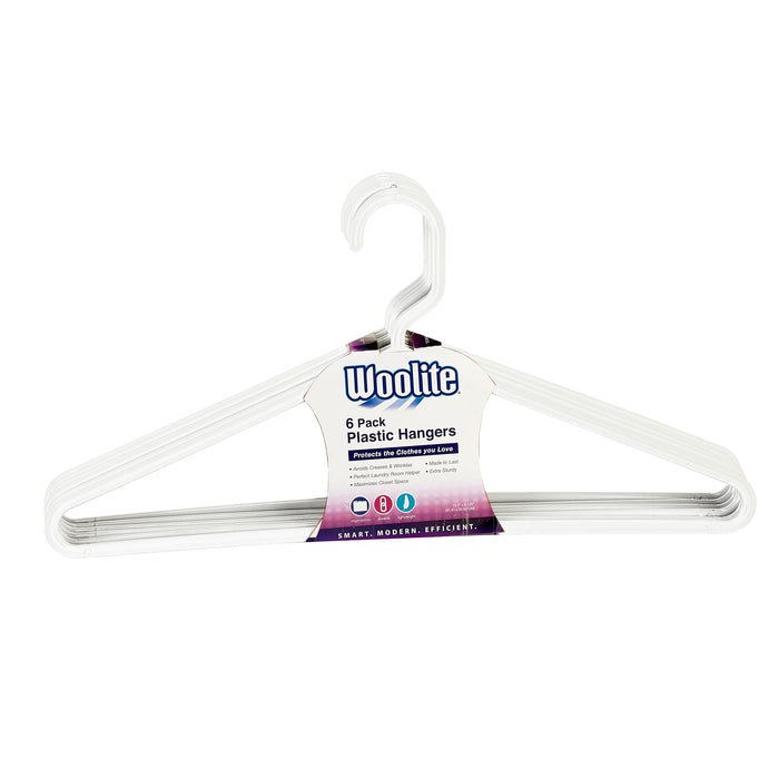 Woolite 6 Pack Plastic Hangers-White