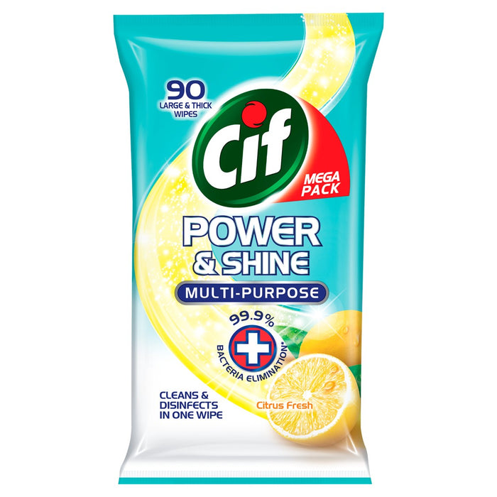 Cif Power & Shine Multi-Purpose Antibacterial Wipes 90 Count - Citrus Fresh