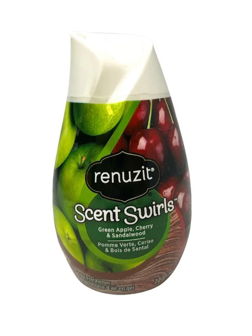 Renuzit Scent Swirls Gel Air Freshener 7oz Green Apple, Cherry, & Sa