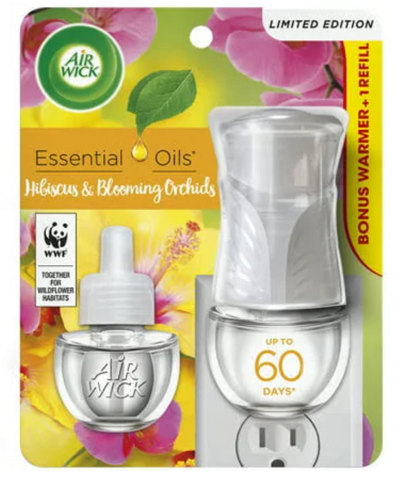 Airwick Hibiscus & Blooming Orchids Scented Oil Warmer + Refill