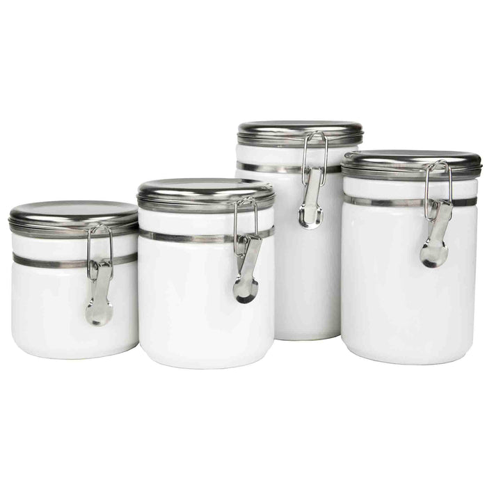 Home Basics 4 Piece  Canister Set with Stainless Steel Tops