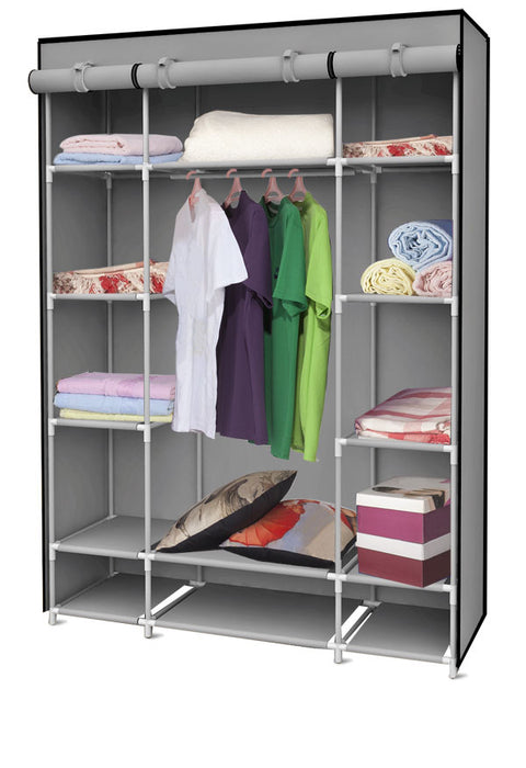Home Basics Storage Closet with Shelving, Grey