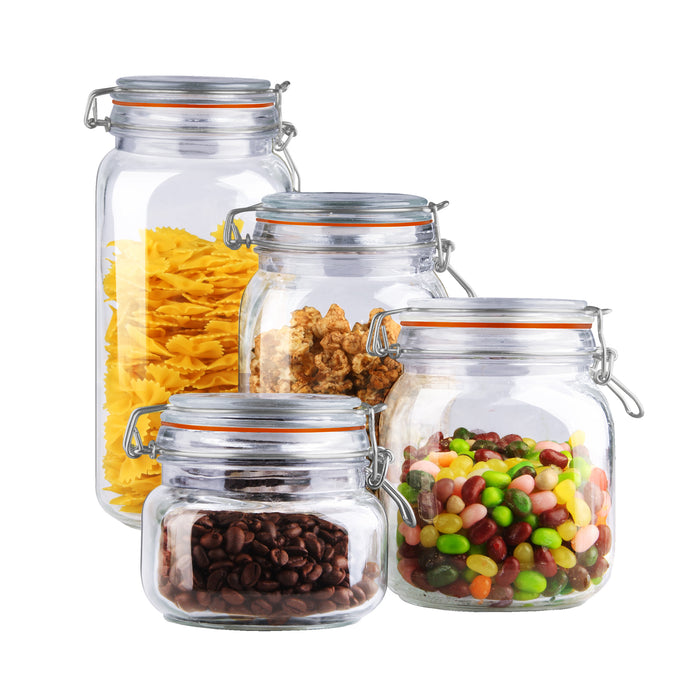 Home Basics 4 Piece Glass Canister Set, Clear