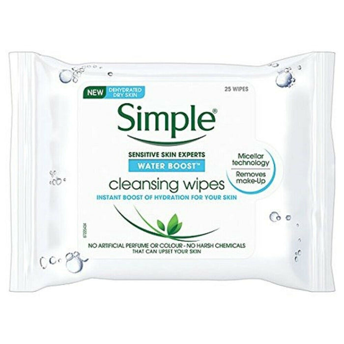 Simple Water Boost Hydrating Cleansing Face Wipes 25 ct