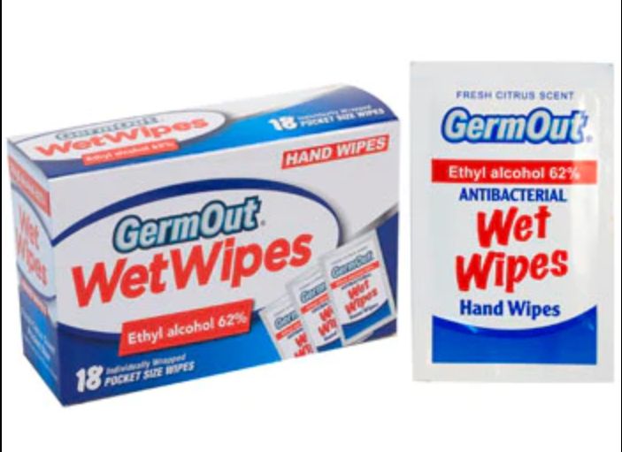 GermOut Individual Pocket Alcohol Wet Wipes